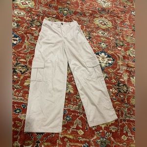 High rise corduroy cargo style pants- straight/wide leg